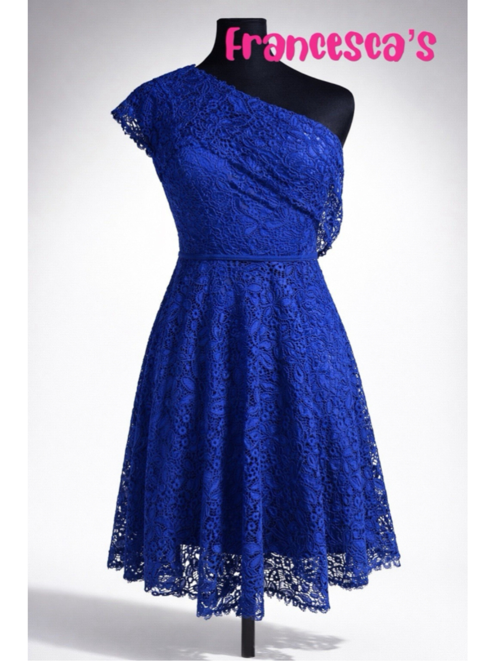 Francesca's Royal Blue One Shoulder Lace Dress